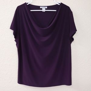 Carol Rose Deep Dark Purple Cowl Neck Top